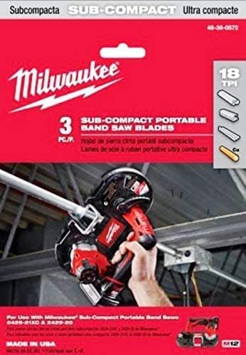 Milwaukee 48-39-0572 Banda portátil subcompacto Blades, 27 polegadas 18tpi, 3 lâminas por pacote, 3