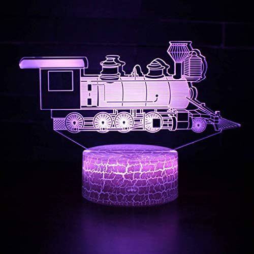 Jinnwell 3D Train Bus Car Night Lâmpada leve Ilusão 7 Alteração de cores Touch Touch Tabel Tabel Lâmpadas