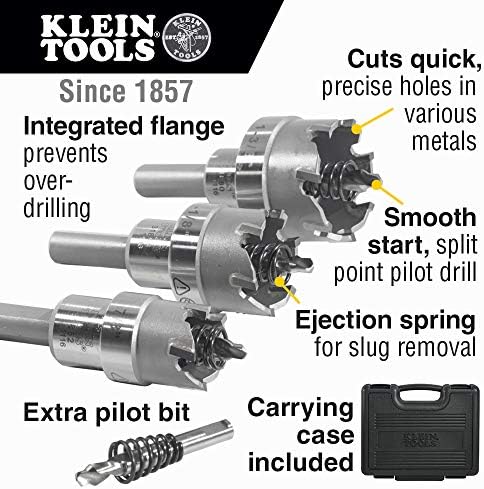 Klein Tools 31872 Kit de cortador de orifícios pesados, 4 peças e ferramentas Klein 31852 Cortador de orifícios
