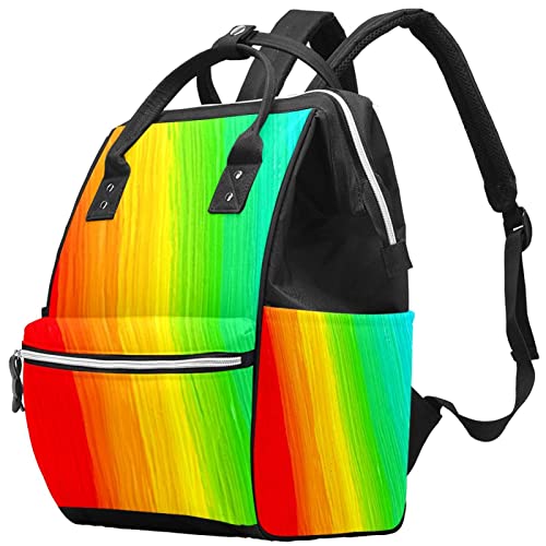Mochila de bolsa de fraldas arco-íris de arco-íris, mochila de viagem de função muti de grande capacidade