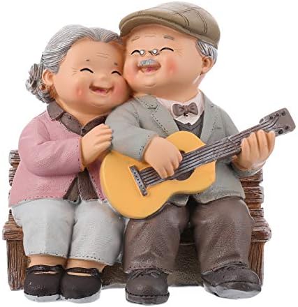 Besportble Loving idosos Casal em miniatura Fatuetas avós Pais Resina Estátua Vida Velha Vida Decoração