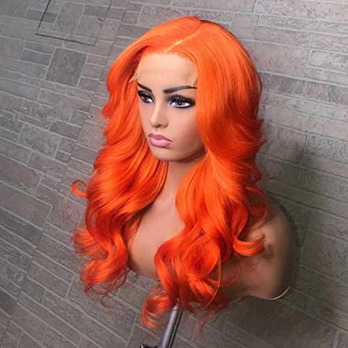 Rongduoyi rdy laranja corpo longo wavy peruca para mulheres meninas pré -arrancadas gabinetes naturais