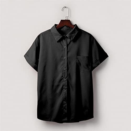 Camiseta da blusa para mulheres de verão no outono de manga curta 2023 botão de pescoço de tartaruga para baixo