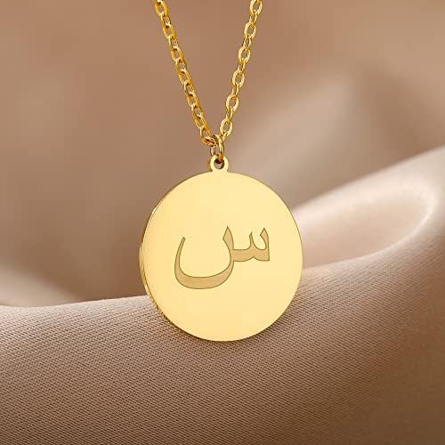 Colares de cartas árabes da loja T3 para mulheres pendentes redondos de ouro de colar de colar de gargantilha
