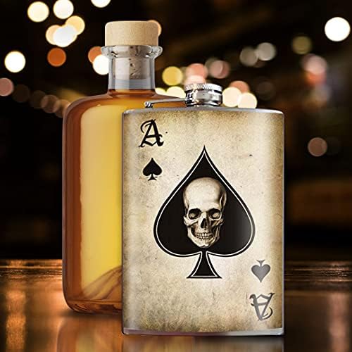 Ace of Spades 8 oz Falmo de quadril de aço inoxidável para licor - vem em uma caixa de presente - Projeto