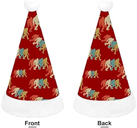 Bigfoot silhuette retro pop art art de Natal para o chapéu de Papai Noel para Banco de Natal Vermelho