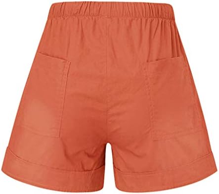 Shorts femininos casuais complacir a cintura elástica sólida solta plus size com shorts de bolso de verão férias