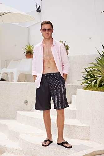 Masculino baús de natação shorts de tábua seca rápida com forro de malha, shorts de praia de praia respirável
