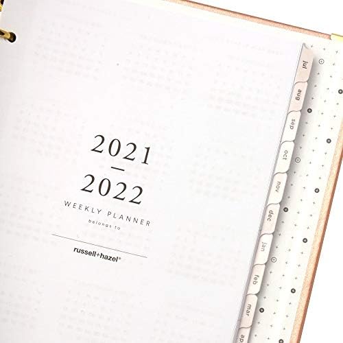Russell+Hazel 2021 Mini Binder Academic Weekly Planner, 15 meses, Blush Floral Vegan Couro Cover