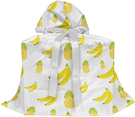 Saco de tecido de tecido de abacaxi amarelo lunarável, ananas contínuas e frutas tropicais de banana estampa,