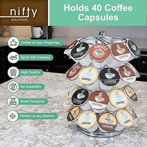 Nifty K Cup Holder-Compatível com K-Cups, Carrossel de Págio de Coffee | 40 K Cup Holder, gira em 360 graus,
