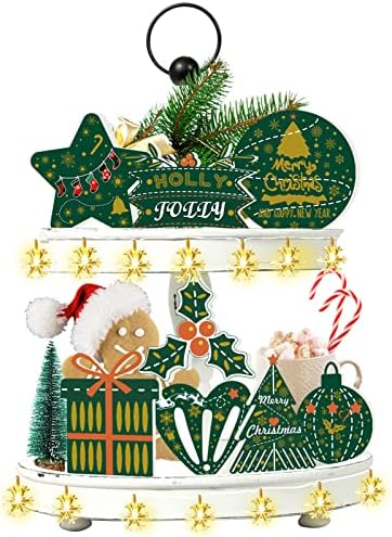 TRGOWAUL Christmas Tied Bandey Decor - Decorações de bandeja em camadas de fazenda de Natal 11pcs