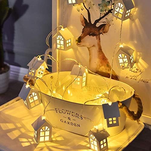 Luzes de cordas de Natal, 10 PCs 2M Mini Wood House Light para interno, quarto, casa, casamento, férias, árvore