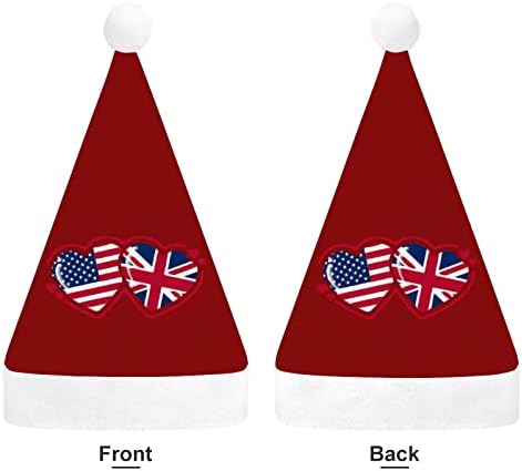 American e British Flag Heart Chattle Christmas Hat Papai Noel Hats de Natal Funny Hats Hats para Mulheres/Homens