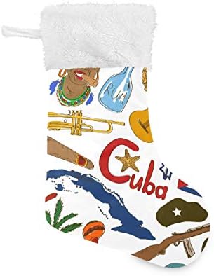 Pimilagu Sketch Cuban Christmas meias 1 pacote 17,7 , meias penduradas para decoração de Natal
