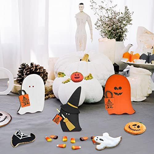 Decorações de bandeja em camadas de Halloween, Happy Halloween, com uma bruxa, múmia e abóbora,