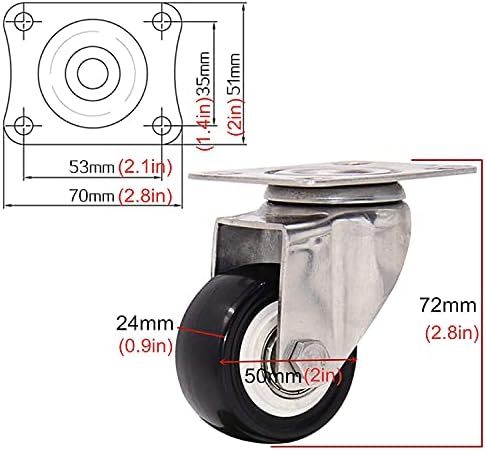 Omoons Caster, placa giratória movinger pesado dutyniture com, aço inoxidável/freio/50mm