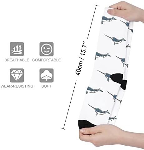 WeedKeyKat Narwhal Whale Crew Socks novidade de impressão engraçada Graphic Casual Modery espessura para