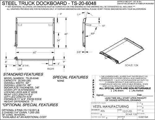 Vestil TS-20-6048 Trucão de aço Dockboard, 20000 lb. Capacidade, 60 W x 48 L, azul