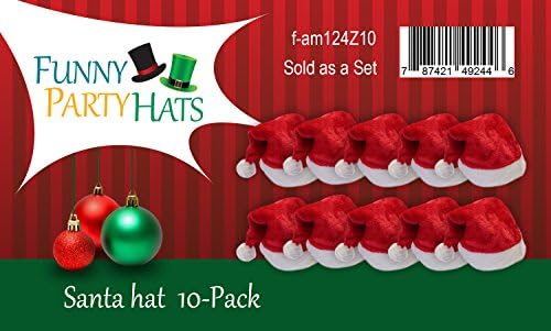 Chapéus de festa engraçados 10 pacote de chapéus de Papai Noel - Chapéus de Natal a granel - chapéu