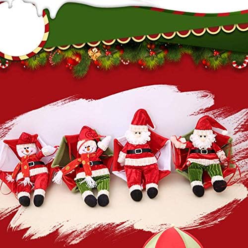 UNIE 4PCS Christmas pendurou ornamento, pára -quedas do boneco de neve de Papai Noel para decoração de árvore