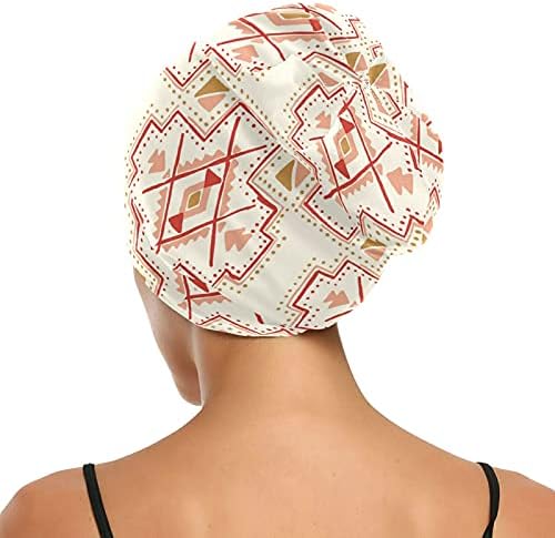 Skull Cap boné Sleep Work Hat girndia para mulheres listradas Bohemian bege geométrica Tribal Sleeping Bap Hat