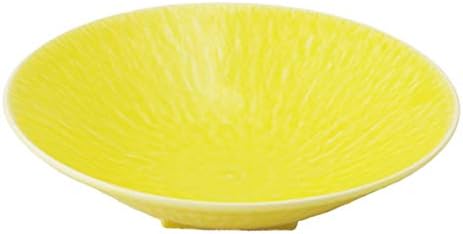 初山窯 Dirigido para Pote médio amarelo de pó, 17φ × 4,6hcm