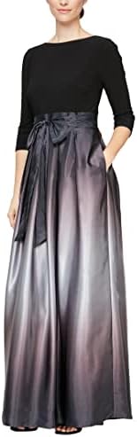 S.L. Moda o vestido de festa ombre de cetim longo feminino com bolsos
