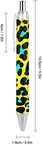 Blue Leopard Print Roller retrátil Canetas de canetas azuis Redação lisa de 0,5 mm de 1/2/4 4 PCs