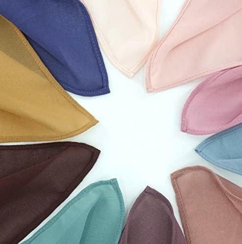 Alquds Chiffon Hijab Head Wrap Conjunto de 3 chiffon lenço - envoltórios de cabeça de cor sólida