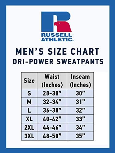 Russell Athletic Dri-Power Fleece Sweetpants & Joggers, Wicking de umidade, com ou sem bolsos, tamanhos