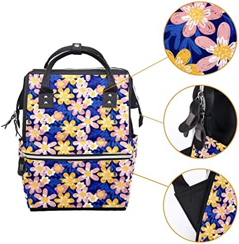 Desenho à mão Padrão floral Backpack Backpack Baby Nappy Sacos Multi -Função Bolsa de Viagem de Grande