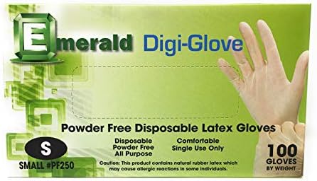 Esmerald Digi-Gloves, luvas de látex descartáveis ​​sem pó