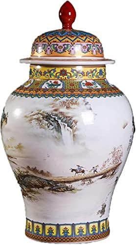 Vasos de cerâmica CNPRAZ potes de gengibre com tampa para decoração de casa branca e dourada, decoração