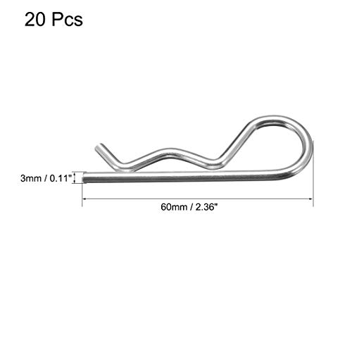UXCELL CLIP PINS de 3,5 mm de arame de aço carbono de 75 mm de comprimento R em forma de mola