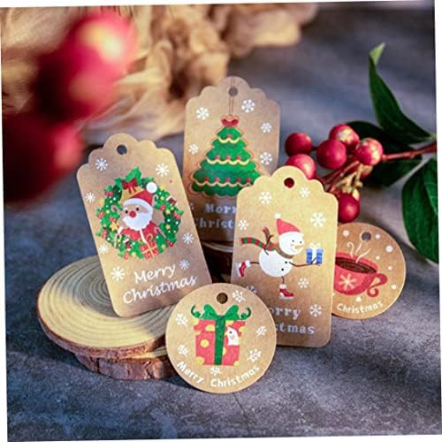 Tags de presente de Natal Xmas Kraft Paper pendurando etiquetas com cartão de decoração de embrulho