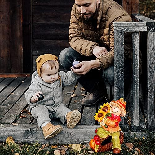 Delaimastor Scarecrow Decorações de outono para casa, conjunto de 2 estatuetas de decoração de