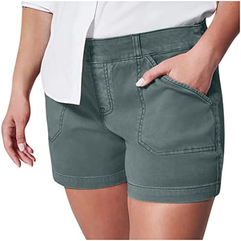 Zlovhe shorts fofos, bolsos laterais de tensão macia feminina