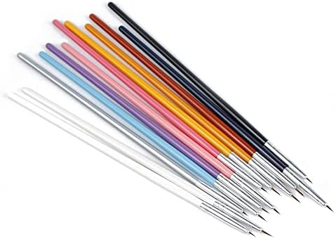 Floyinm 12pcs/lot unha arrigas de pincel pincéis caneta detalhes finos dicas de revestimento ferramenta de pintura