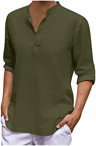 Camisas de linho zefotim para homens de manga longa camisas de vestido casual slim slim fit praia camisas…