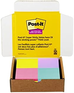 Post-It Super Sticky Notes, 4x6 in, 5 pads/pack, 90 folhas/bloco e notas super pegajosas, 3x3 pol.
