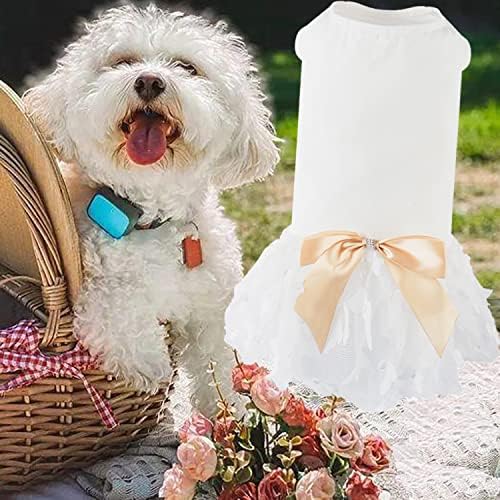 Dog de algodão macio Tutu roupas de roupa com vestido de princesa de borboleta cúbica para cães médios
