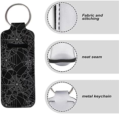 ZoutAirong Chapstick Holder Keychain Black White Spider Web Halloween 1 PCS Neoprene Chapstick Keychain