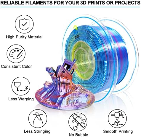 YOUSU TRICOLOR PLA FILAMENTO TRIPLO COR COPEXTRUSÃO PLA FILamento de 1,75 mm para impressora 3D e