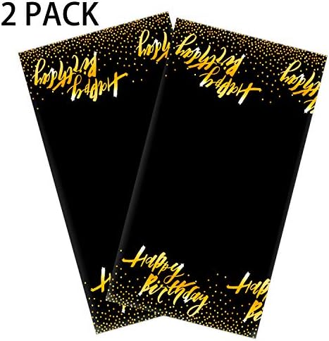 ANECO 2 PACK BLAT Black Gold Birthday Tonela Tabela Tabela Tabela de Tabela Tabela de Tabela Black Gold Party Gold