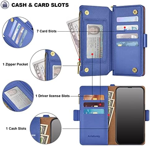 Antsturdy para Samsung Galaxy S22+/S22 Plus Caixa da carteira 【Bloqueio de RFID】 【Zipper Poket】 【【7 Cartão】