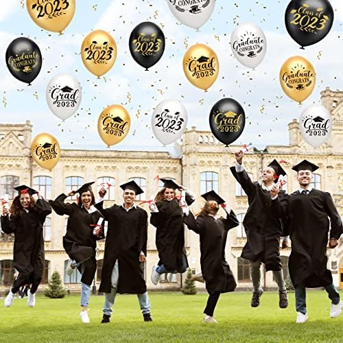 Balões de graduação de Plulon 18pcs, turma de 2023 parabéns balões de balões de graduação em ouro preto para