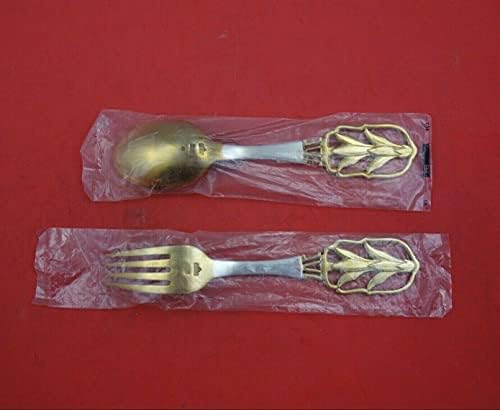 Natal por A. Michelsen Sterling Silver Fork and Spoon Conjunto 2pc 1928 Epiphyllum