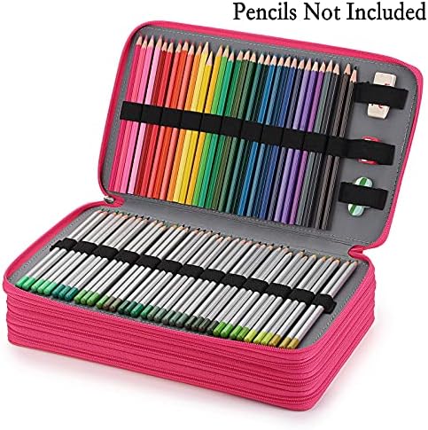 Organizador de lápis de cor 300 slots BTSKY - Deluxe PU Leather Lápis Porta de lápis de alça