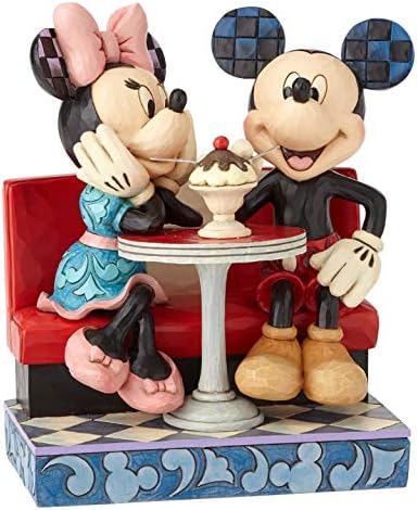 Tradições da Enesco Disney por Jim Shore Mickey e Minnie Mouse Soda Shop Statue, 6,25 polegadas, multicolor
